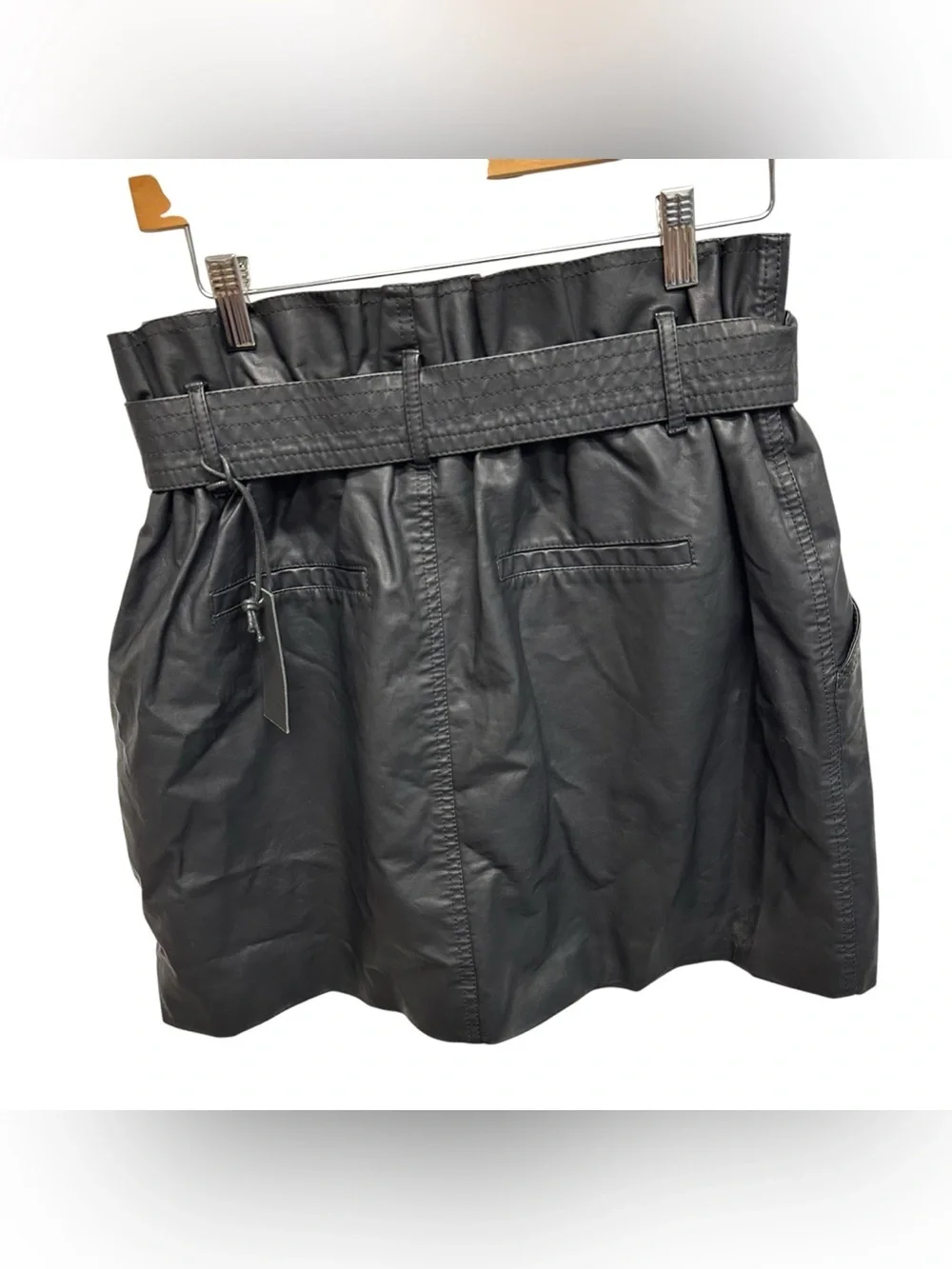Blank NYC black faux leather mini skirt belted women’s size 29 New moto baddie